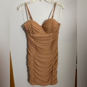 Discovery Strapless Brown Ruched Dress